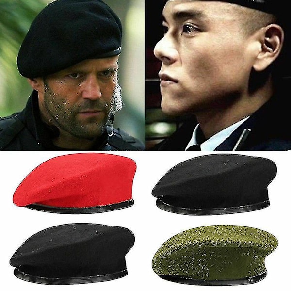 Unisex militær hær menn fransk stil uniform casual stree beret cap（svart）