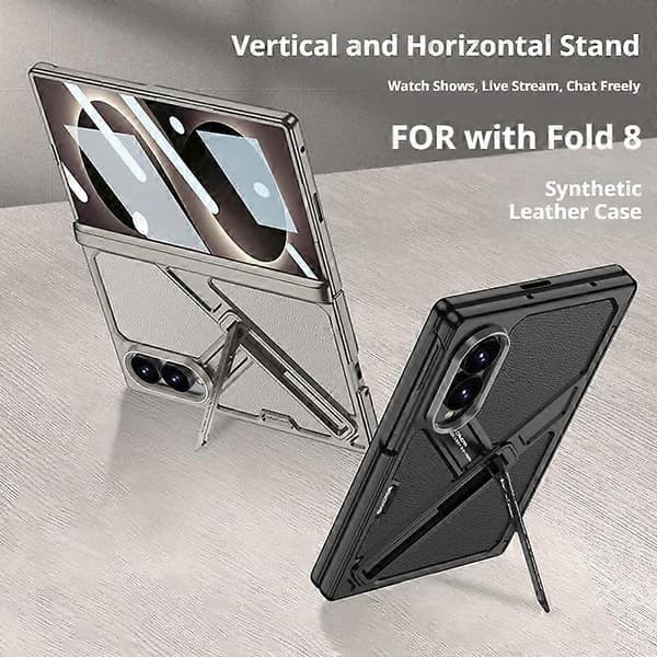Mobilskal för Samsung Z Fold 8 med stativ PC-skyddsfodral metall Titanium Grey