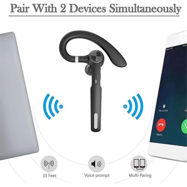Bluetooth-headset trådløse øretelefoner med støjreducerende mikrofon til lastbilchauffør computerkørselsmøde（sort）