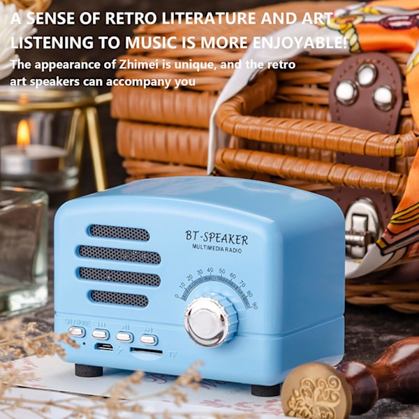 Bluetooth-högtalare, bärbar trådlös Bt01 trådlös stereo retrohögtalare, bärbar Bluetooth-vintagehögtalare med kraftfullt ljud, svara på samtal, FM