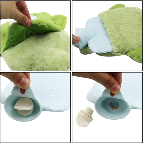 Klassisk Gummislang Transparent Varmvattenflaska Vattenpåse Med 3D Cartoon Plyschöverdrag