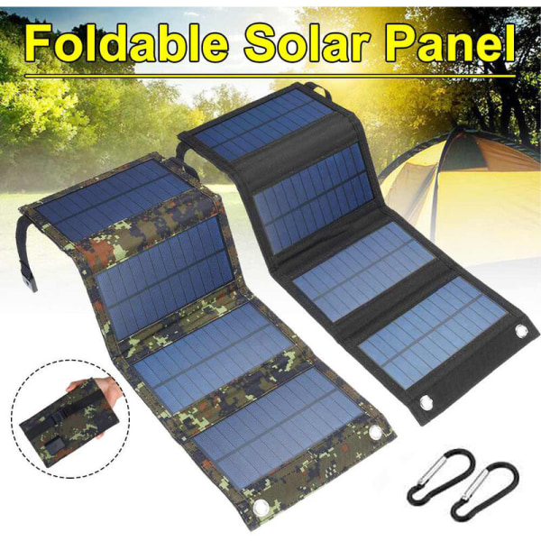 Solpaneler 20W Premium monokristallin hopfällbar solladdare kompatibel med solgeneratorer, mobiltelefoner, surfplattor, för utomhusaktiviteter-svart