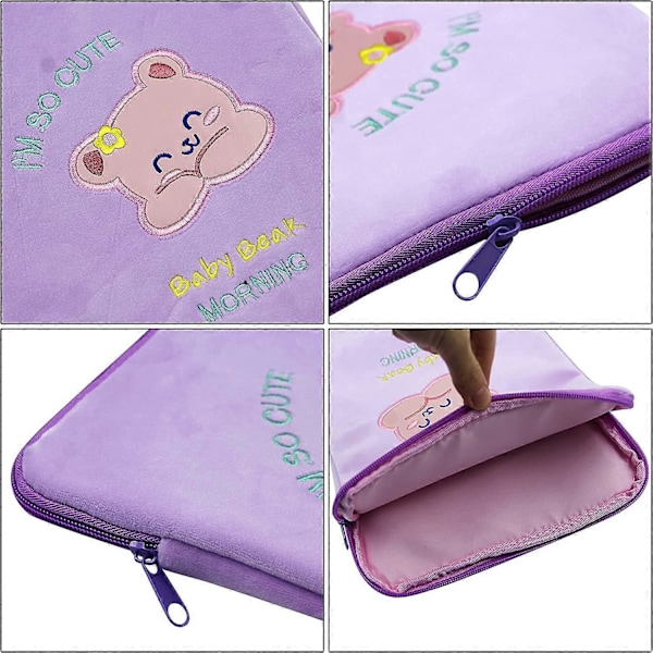 Plush Bär Laptopfodral 9-11 Tum iPad Skyddande Väska Tablettfodral Notebook Förvaringspåse för Kvinnor Flickor