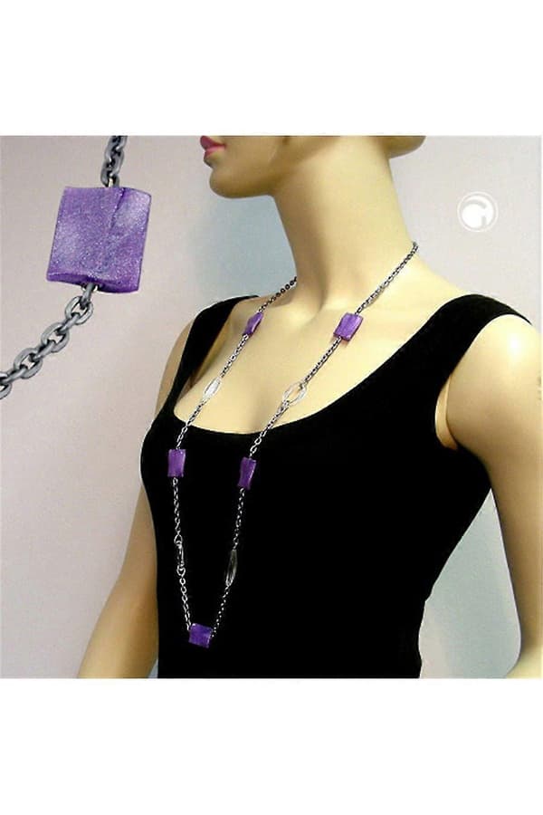 Halsband Kudde Lavendel-silver Kristall 100cm - Gl01975