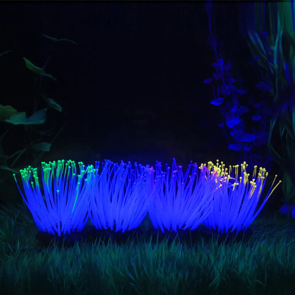 Konstgjord silikon havsanemon med glödeffekt, lämplig för dekoration av akvarium i akvarium