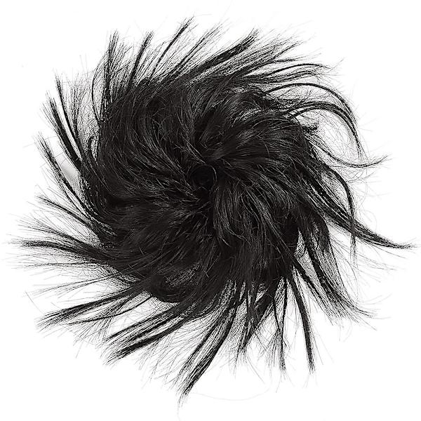 Svart Uppdo Messy Bun Hårbit Hårtillägg Ponytail Med Elastiskt Gummiband