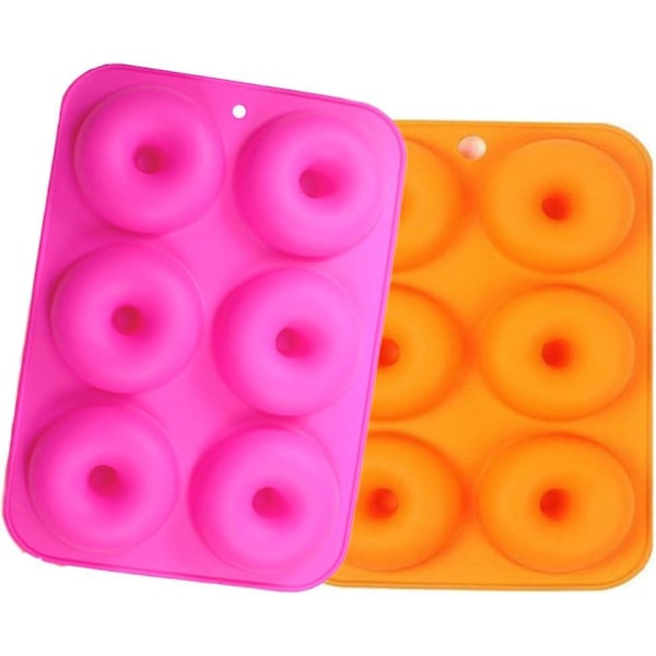 6-hullet silikone donutforme sæt med 2 non-stick bageplade maker bageform