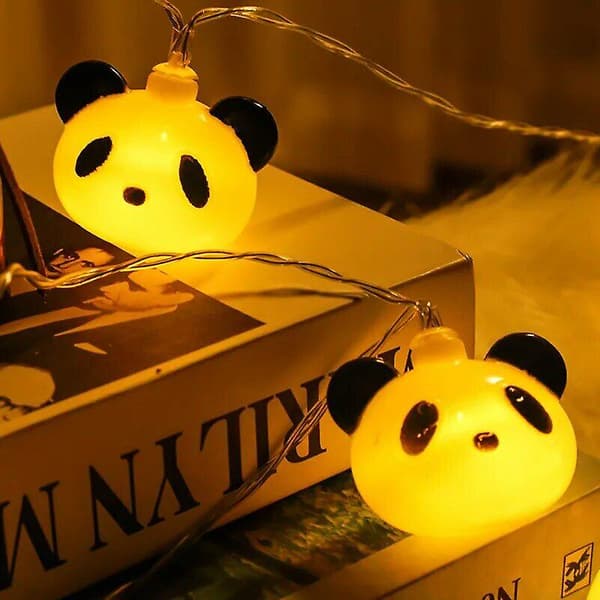 Sødt Panda Hoved Strenglys LED Fe Lys til Børneværelse Natlys USB-drevet