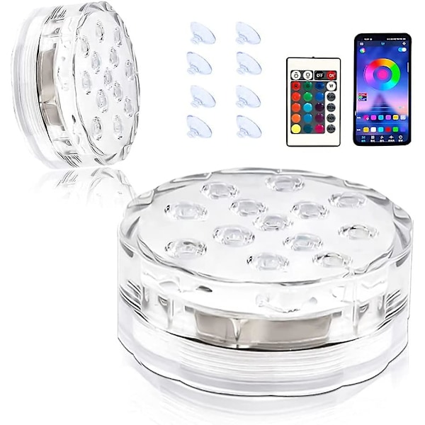 Led-dammlampor 13led 2pack nedsänkbara lampor med app och fjärrkontroll simning