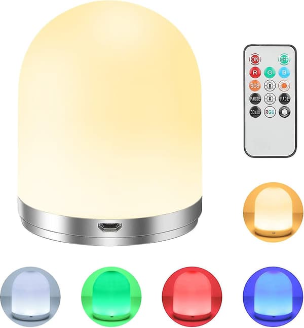 Nattlys, barnesenglampe med fjernkontroll, USB-oppladbar med timerfunksjon
