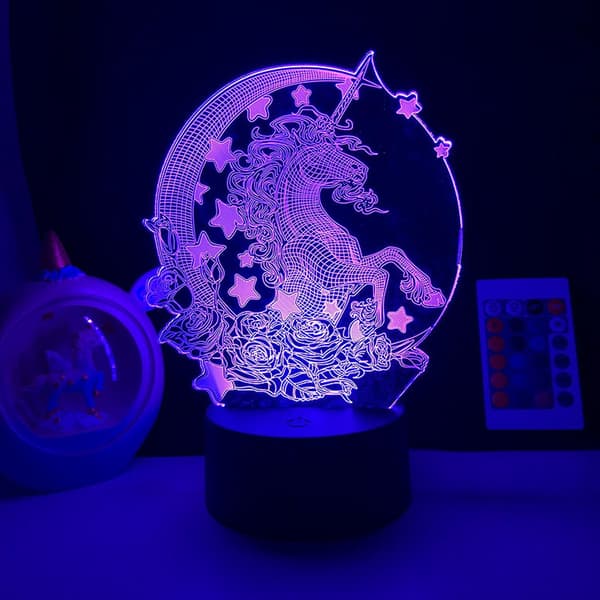 LED Natlys Enhjørning Serie 3D Illusionslampe