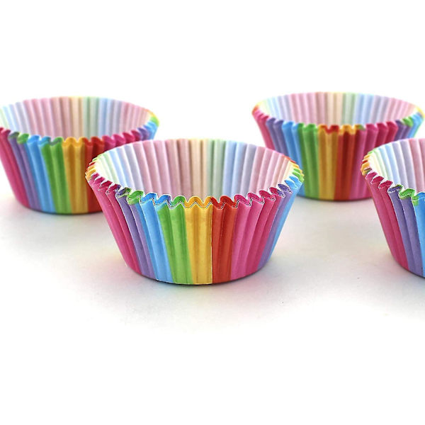 100 stk. cupcakeforme, kagepapirkopper, regnbuebageforme til husholdningsovn