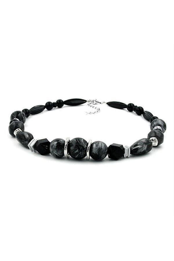 Halsband Silvergrå/ Svarta Pärlor - Gl01727