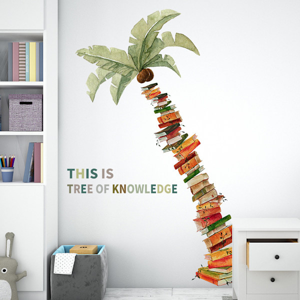Stora Sloth-träd Decal Bok Vinyl Väggdekaler Avtagbara PVC Väggdekaler Konst Dekorationer Dekor För Skola Bibliotek Sovrum Vardagsrum Väggmålningar