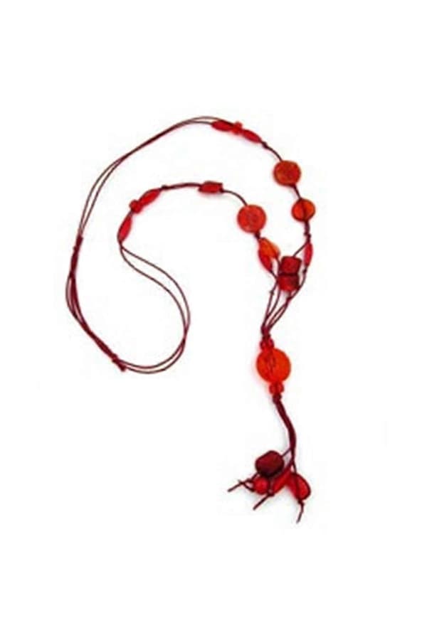 Halsband Croco Pärla Röd Transparent 95cm - Gl04621