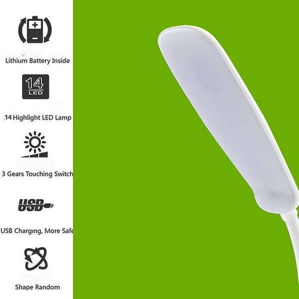 Skrivebordslampe Øyebeskyttelse Led-lampe Fleksibel Sengesidebord Skrivebordslampe Led Leselampe Hvit