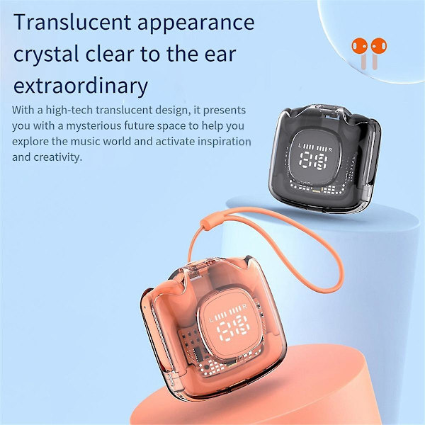 Trådløse Bluetooth-hovedtelefoner med dyb bas, TWS-øretelefoner med støjreduktion, sportsøretelefoner, HD-opkaldsheadset med mikrofon - Lilla（Lilla）