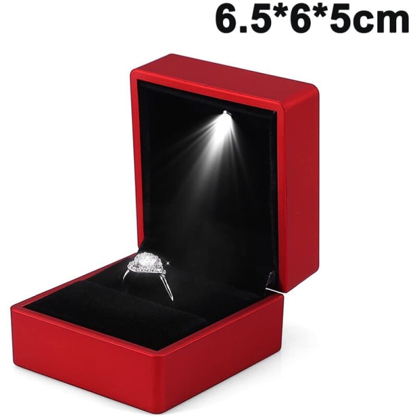 LED-valaistu sormuslaatikko korvakoru sormus lahjarasia Vihkisormus korujen näyttöpakkaus Organizer säilytyspidike kihlalahjalle, punainen