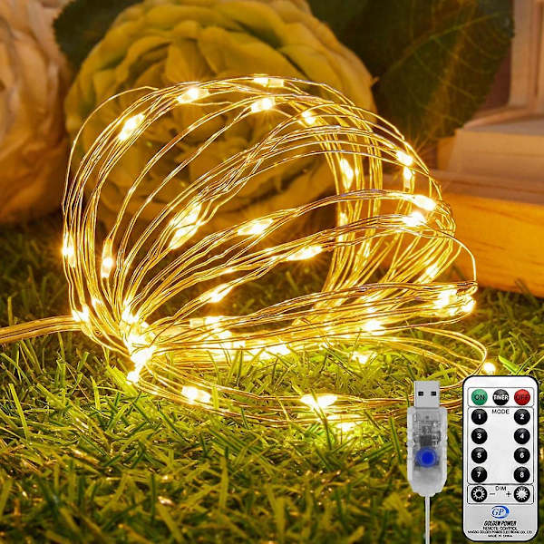 3m 30 LED batteridriven ljusslinga med fjärrkontroll för trädgård