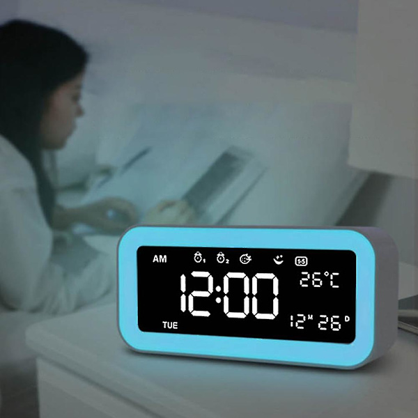 LED-väckarklocka med färgglad atmosfär nattljus klocka smart kreativ musik klocka