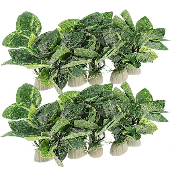 10 stk. Kunstige Plastikplanter Akvarieplante Fisktank Dekoration Simulering Plante Dekor（9.5X8X7.5cm，Som Vist）