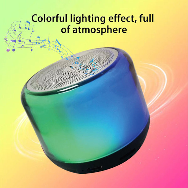 Pieni Bluetooth-kaiutin Mini Bluetooth-kaiutin, Langaton Bluetooth-stereo, Subwoofer Vahva Ääniefekti Monivärinen Valo Pieni Stereo