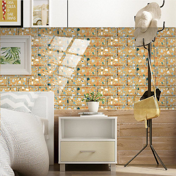 Imitation vægfliser Terrazzo fliser selvklæbende krystalfilm gulv klistermærker hjem renovering væg klistermærker 24stk