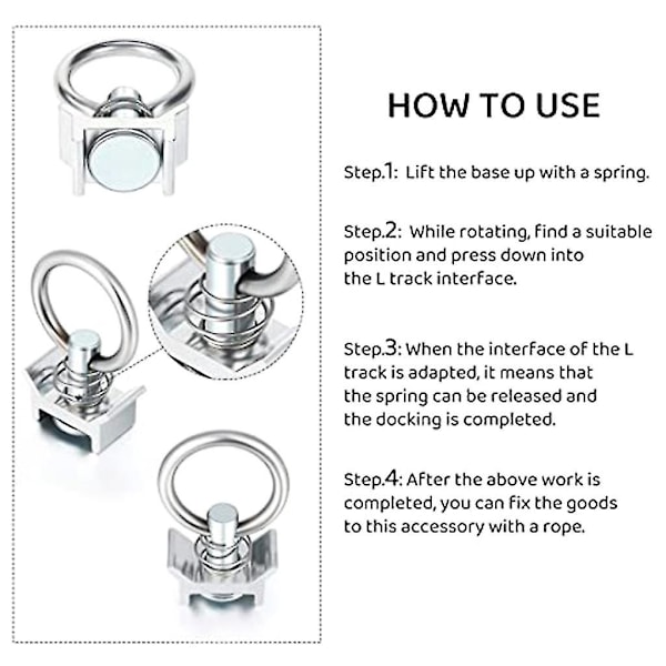 L-spår Flygplans Aluminium Enstaka Stud Montering Tie Down Ankare Snabbkrok (6PCS)