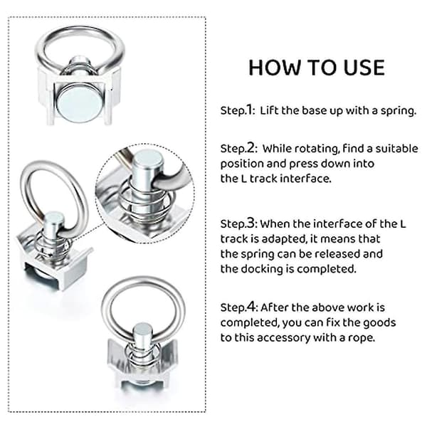 L-spor Aluminiums enkeltbolt montering Tie Down Ankere Hurtigkrok (6PCS)