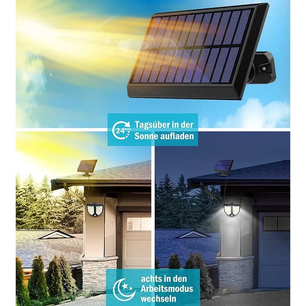 Solcellelamper til udendørs, 3 tilstande 90 LED solcellelys udendørs med bevægelsessensor, IP65 vandtæt solcellelys til have