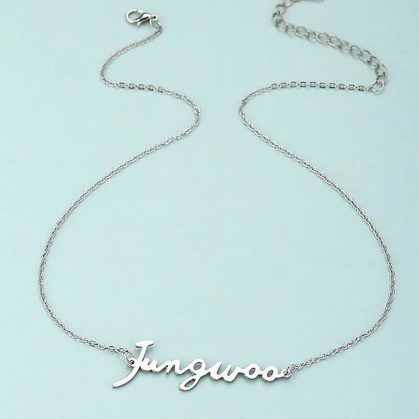 K-POP NCT Namn Bokstav Halsband Silver Rostfritt Stål Jaemin Haechan Mark Halsband För Kvinnor Män Koreanska Smycken（Jungwoo）