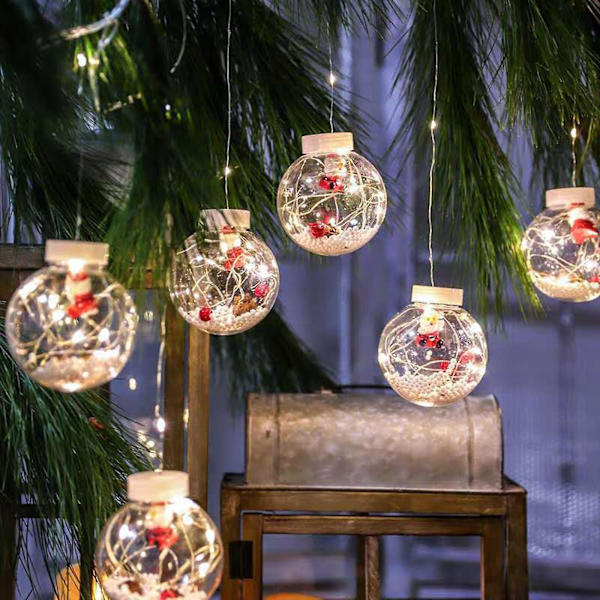Julgransprydnader 10 LED Koppartrådsträng Julhantverk Högtidsljus 8 Blinkande lägen