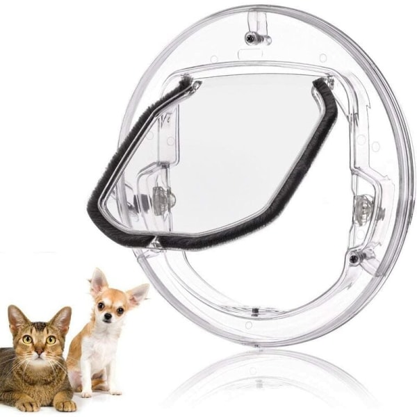 Pet Cat Flap Pieni ovi koirille ja kissoille, 4 lukitusvaihtoehtoa, pyöreä valkoinen ja läpinäkyvä, lähetettävä satunnaisesti – DKSFJKL