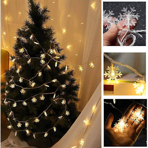 Jouluvalot Lumikidevalot 19,6 jalkaa 40 LED-valosarja Joulupuutarha Patio-koristeet Kausiluonteinen valaistus Juhlat