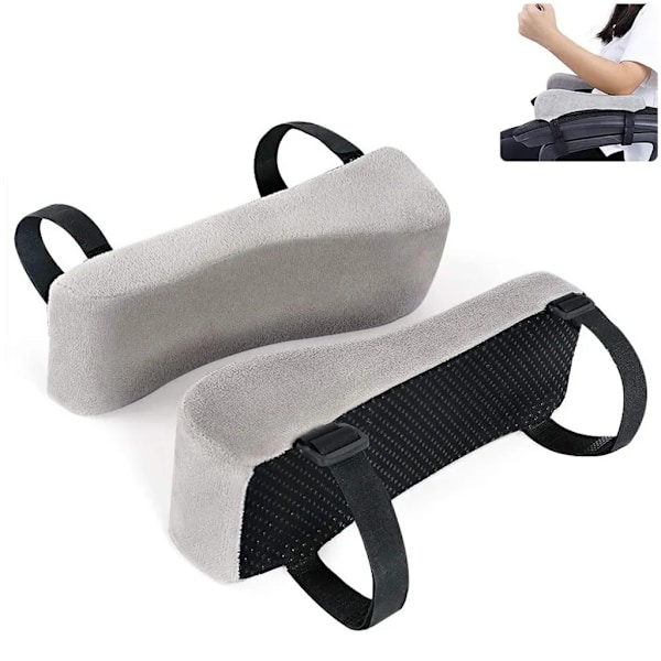 Armstödsskydd i Memory Foam för Stolar, Skrivbordsstolsdynor för Kontor och Gaming, Tryckavlastande Kudde (Grå)
