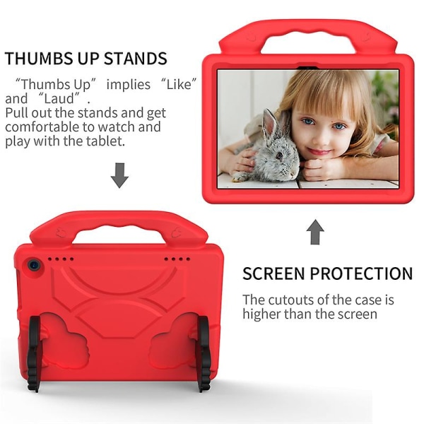 Kindle Fire Hd8/hd8 Plus case, Anti-tumm Barnvänligt sött case med greppställ för Amazon Kindle Kindle Fire Hd8/hd8 Plus surfplatta för barn (röd)