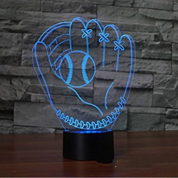 3D LED Baseball Handske Lys Illusion Sensor Natlys med Smart Touch og USB-kabel 7 Farve Variable LED Duftlys til Soveværelse Dekoration
