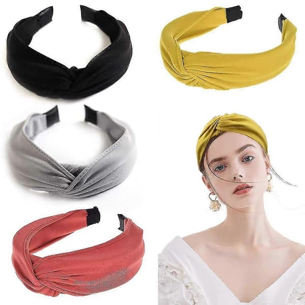 4 st Kvinnors Hårband Boho i Retro Stil, Knuten Elastisk