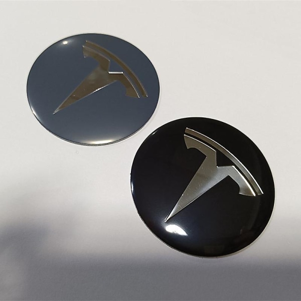 Silver Car Logo Hjul Däck Nav Cap Sticker Set med 4 för Tesla Model 3 Model X Model S