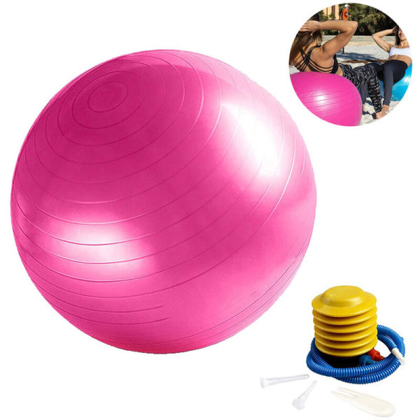 Treningsball, yogaballstol med hurtigpumpe, stabilitets-treningsball for fødsel og kroppsbygging og fysioterapi, rosa