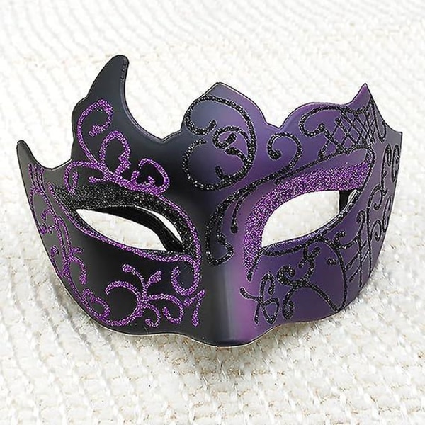 Svart och lila - venetianska masker, maskeradmasker, cosplay, karneval, temafester, venetianska masker för män och kvinnor.