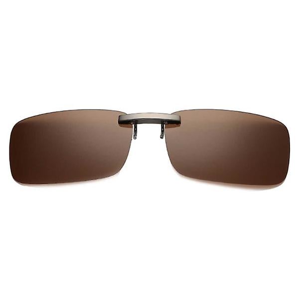 Clip-on solglasögon i metall, bruna, 37x59 mm