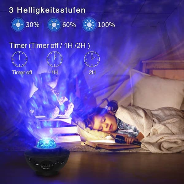 Led-projektorlampor - Ocean Wave Star Sky Night Light med musik