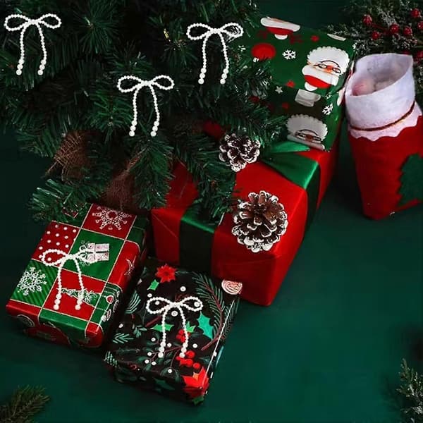 Julrosettdekorationer - Set med julgransprydnader - Festlig presentinslagning 12pcs