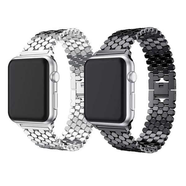 Silverkompatibelt Apple Watch Band 45 mm 44 mm 42 mm Damer Män Rostfritt stål Justerbart utbytesband för Apple Watch Se/iwa