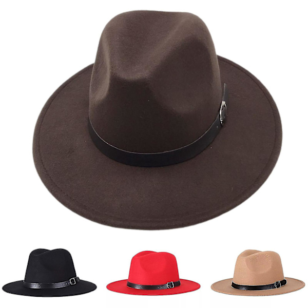 Brittisk stil jazz keps andningsbar slitstark enfärgad fedora hatt för dagligt bruk Qinhai（En storlek, svart）