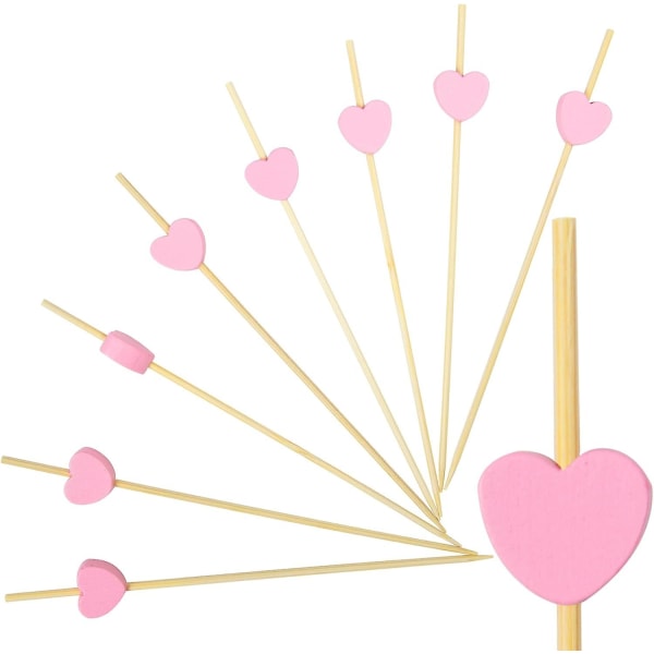 100 Pink Heart Cocktail Sticks Naturlig Bambu Cocktail Sticks Cure Cocktail Sticks Handgjorda Cocktail Sticks Spade Förrätt Smörgås Weddi