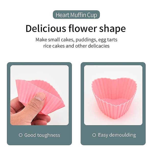 Silikone Cupcake Bageforme 30-pak, 2,75-tommer Silikone Bageforme, Genanvendelige (Flerfarvet)