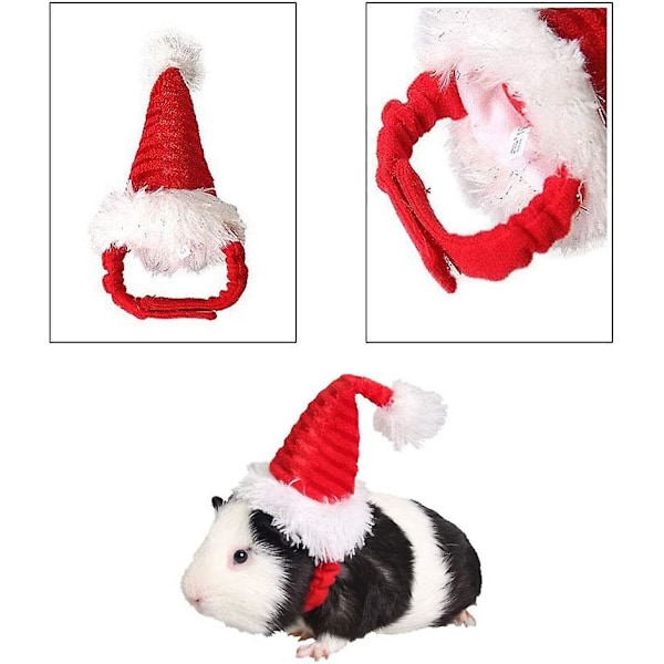 2-pack Jultomtehatt för Marsvin Hamster Smådjur Huvudbonad Nyår för Iller Chinchilla Ekorre Igelkott Råttor