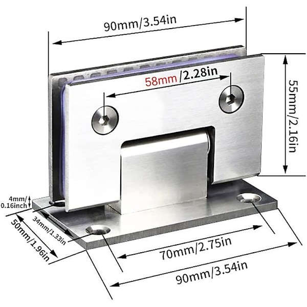 2-pack kraftiga badrumsklämmor, 90 mm gångjärn